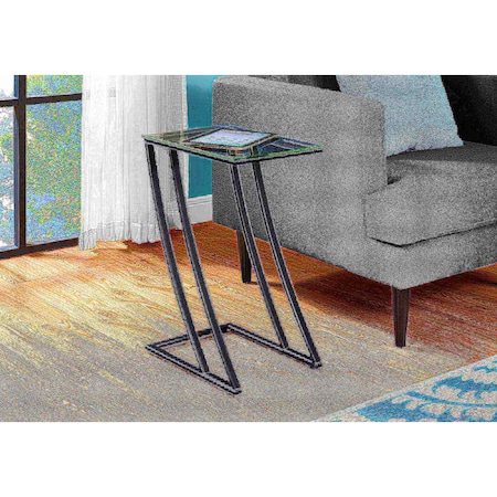 Monarch Specialties Accent Table - Black Metal With Tempered Glass I 3089